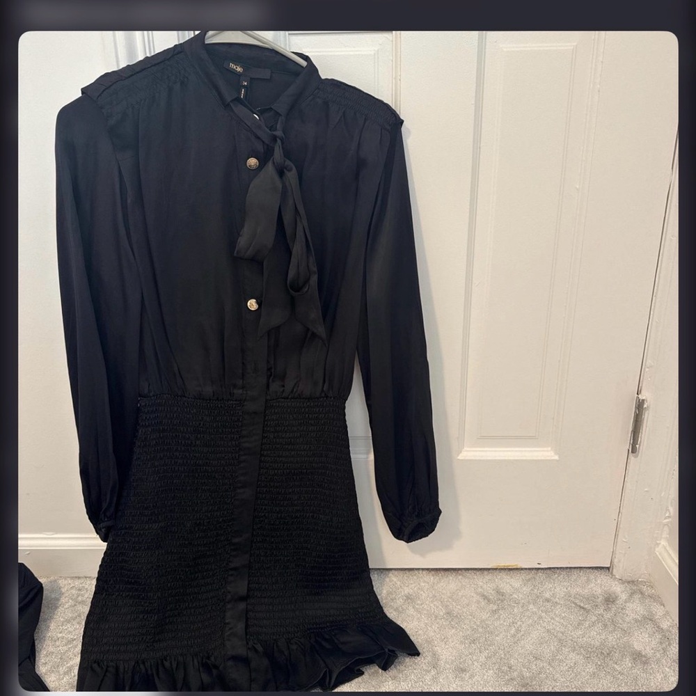 Maje Black Long Sleeve Dress